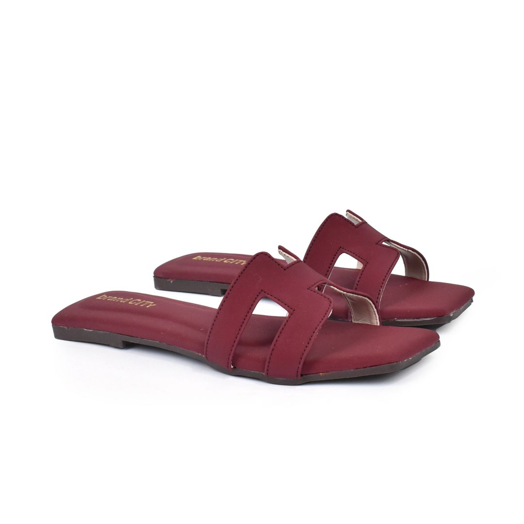 women maroon flats y751